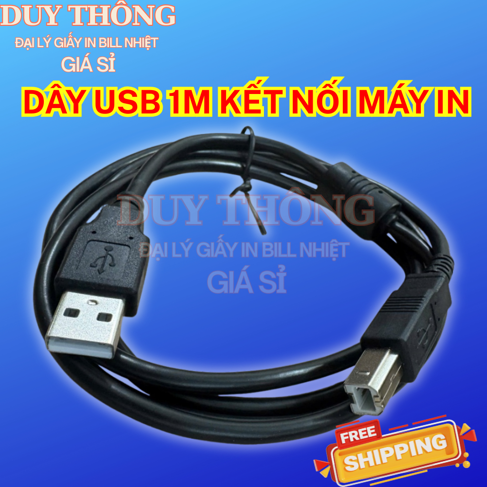 [NEW] Dây cáp usb dài 1M kết nối với máy in hóa đơn, in mã vạch GPRINTER, ZYWELL