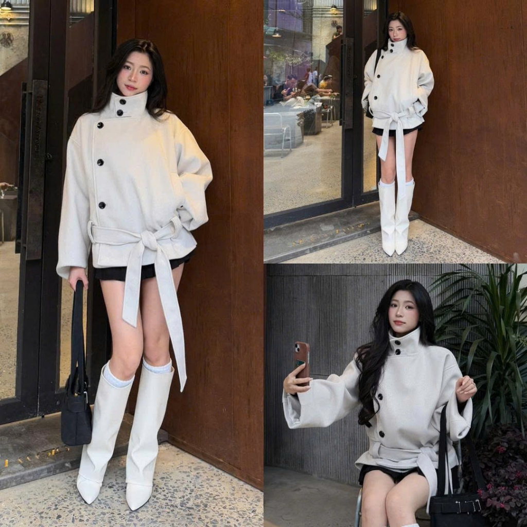 Áo Khoác Dạ Dáng Lỡ Cổ Đứng Kèm Đai Thắt Eo 168Fashion Aokhoacda601_P9 | BigBuy360 - bigbuy360.vn