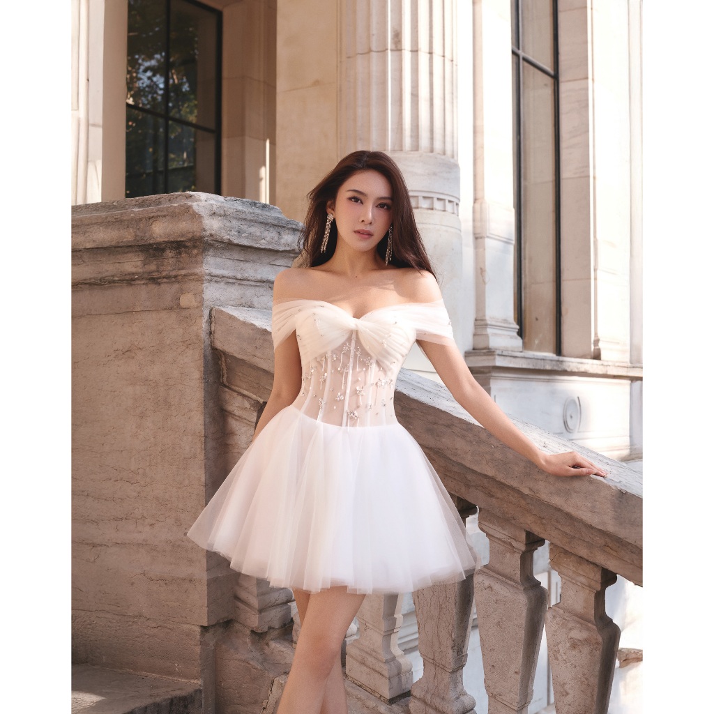 Lovelyn Clara - Đầm Váy Mini Dress Bồng Xoè Tôn Chân Corset Xuyên Thấu Đính Pha Lê
