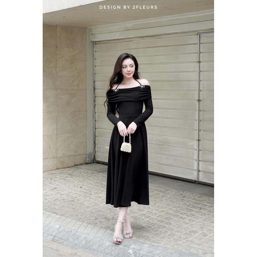 đầm thun đen 2Fleurs size L