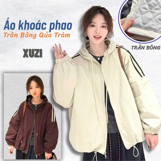  Áo khoác phao trần bông quả trám XUZI áo khoác gió vải gió nhăn form rộng bomber nhẹ kháng nước siêu ấm mùa đông 2025. 