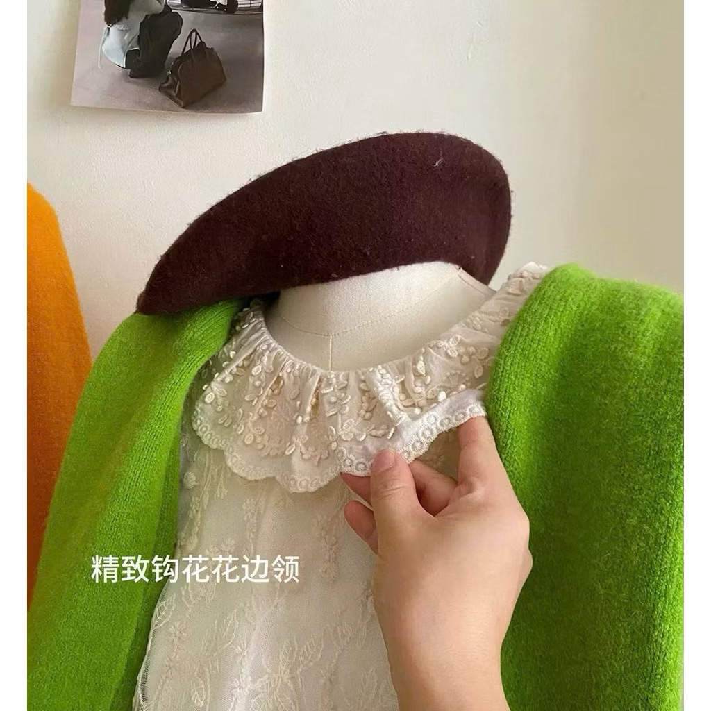 [A3001] ÁO REN HOA NỔI CỔ BÈO Wei Yi Studio- Áo sơ mi ren hoa kiểu QC tay bồng 2 lớp ulzzang tiểu thư HQ | BigBuy360 - bigbuy360.vn