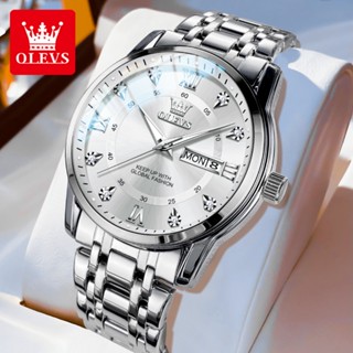 OLEVS Đồng hồ Nam Chính hãng dây đeo bằng thép không gỉ lịch sáng chống thấm có chức năng phát 5513