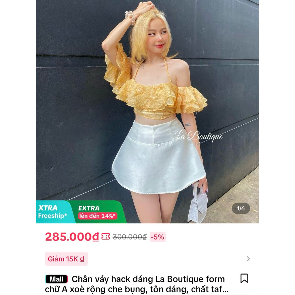 Thanh lý chân váy trắng NEW La Boutique size M