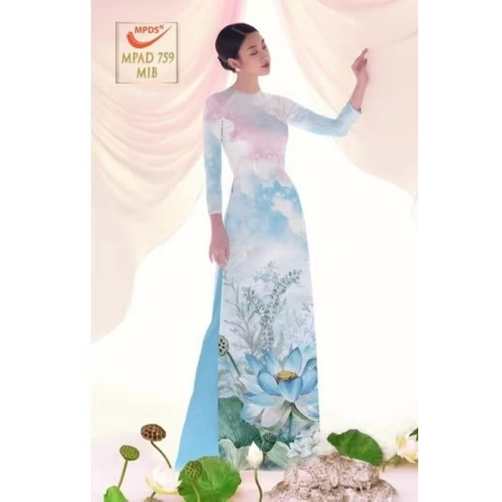 Vải áo dài hoa sen