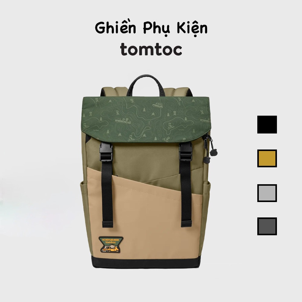 Balo Tomtoc USA Slash Flip Rucksack Green 18L For Macbook/Ultrabook 15/16inch A64