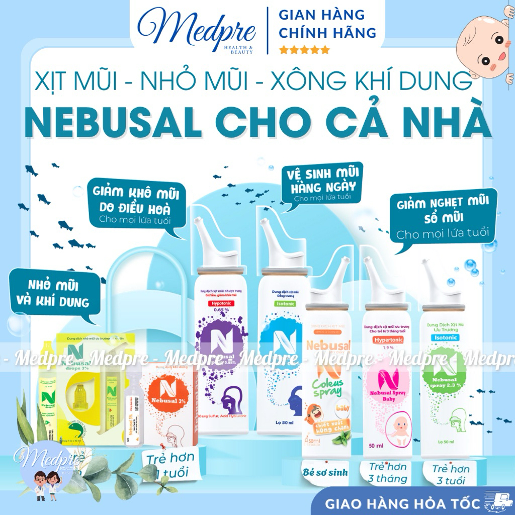 Dung dịch nước muối biển sâu xịt mũi/ xịt tai Nebusal Spray/ Nebusal Ear Spray - Vệ sinh, bảo vệ tai