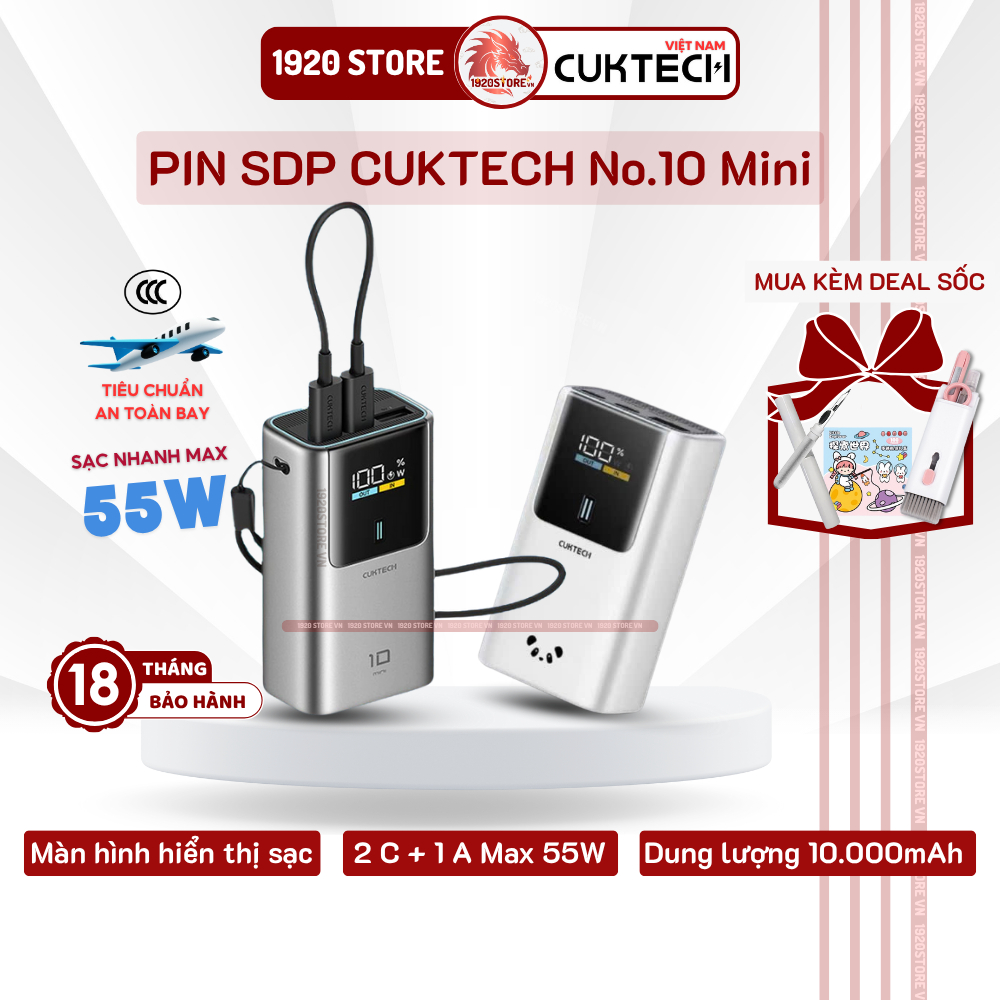 【Hỏa Tốc HCM】Sạc Dự Phòng CUKTECH 10 Mini - PB1055, Sạc Nhanh 2C1A 55W, PPS5A, Dung Lượng 10000mAh -