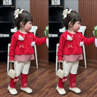   Kho Sỉ Anh Đức x Mua 2 Tặng 1 Kính  Set Lông Thỏ Tai Mèo Bé Gái Dễ Thương – Áo Khoác Lông Mềm Ấm Áp Kèm Quần Legging Nơ 