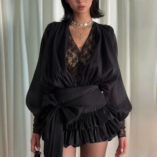 LINSAY DRESS Đầm dài tay phối ren phong cách cá tính gợi cảm chic ulzzang SAM SAM BOUTIQUE