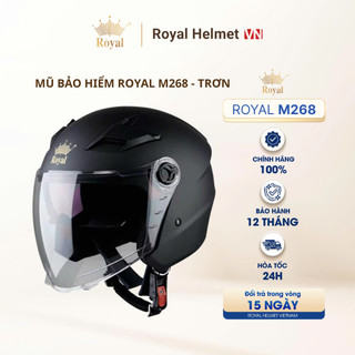 [ĐEN MỜ] Mũ Bảo Hiểm 3/4 Royal M268 Trơn 2 Kính Chính Hãng, Dành Cho Nam Nữ Đi Phượt Xe Máy | Royal Helmet VN - NSX