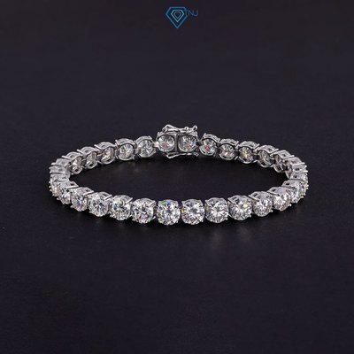 Lắc tay bạc nam tennis đính full Moissanite 6ly xi bạch kim kèm thẻ tra cứu đá sang trọng LTAM0012 - Trang Sức TNJ