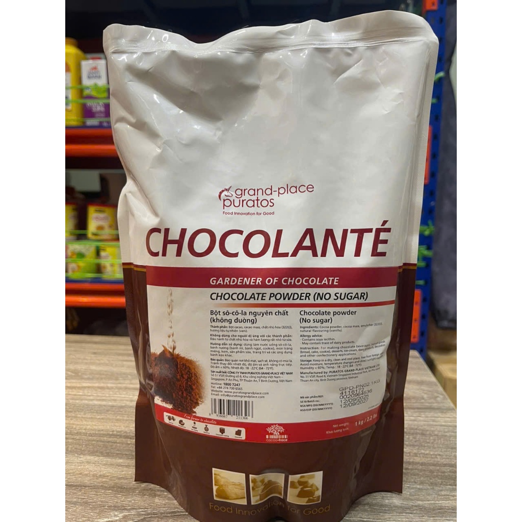 Bột Socola nguyên chất không đường (Chocolate Puratos) 1kg