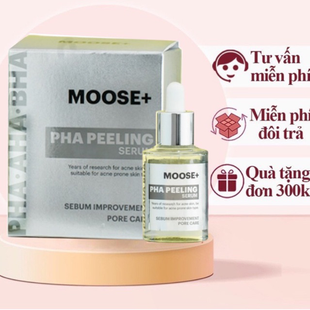 2-5 lọ Peel da moose+ PHA peeling serum trọng lượng 30ml hạn dùng 2027(bản mới peel moose+)