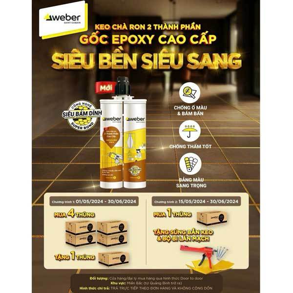 KEO CHÀ RON WEBER 2 THÀNH PHẦN I KEO CHÀ RON WEBER GỐC EPOXY ( KEO CHÀ RON CHỐNG THẤM, CHỐNG Ố, CHỐN