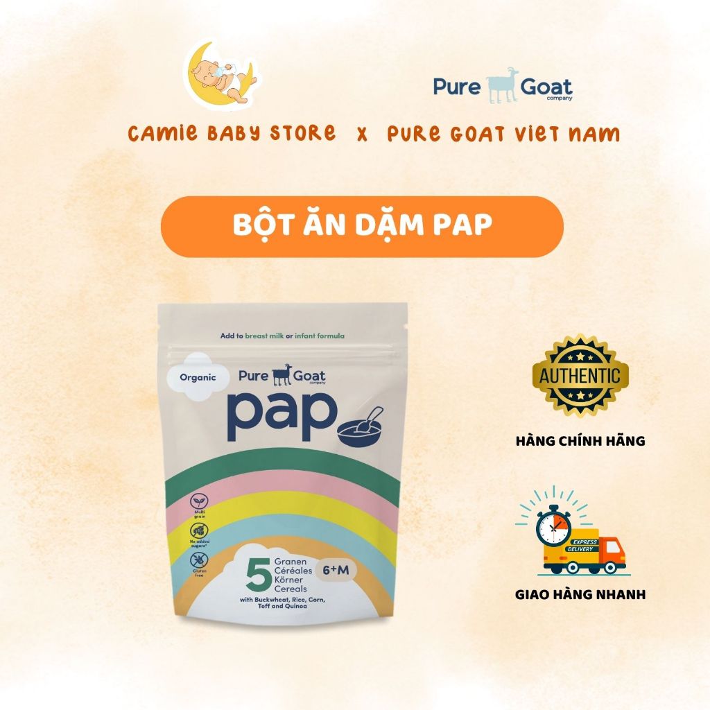 PAP Pure Goat - Bột Dinh Dưỡng Bột Lắc Hữu Cơ 5 Loại Ngũ Cốc Cho Bé Ăn Dặm