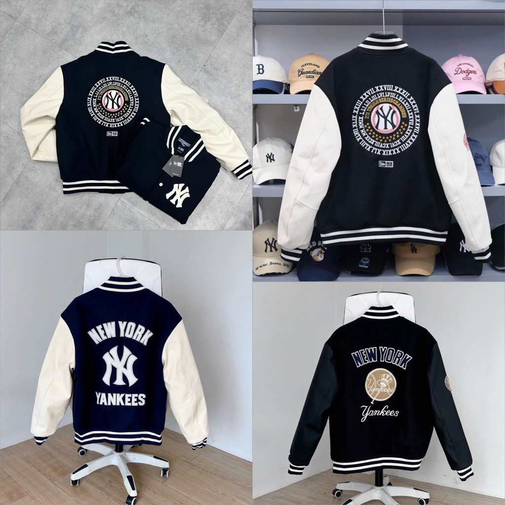 [Authentic💯] Áo Varsity New Era NY Đen 14117431* Áo Khoác New Era Bomber Jacket Chính Hãng Full Tem 