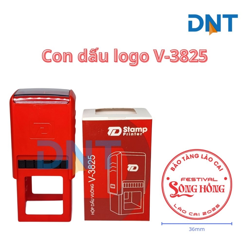 Con dấu logo tròn 36mm. Hộp dấu V-3825 mẫu mới. Khắc dấu logo theo yêu cầu. KHÔNG khắc dấu tròn công