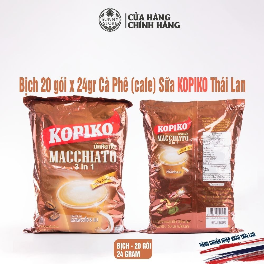 Cà Phê Hòa Tan Kopiko Macchiato 3in1 Thái Lan Bịch 20 Gói x 24g - SUNNY STORE – Tạp Hoá Thái Lan