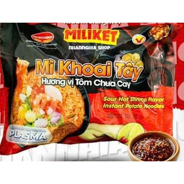 Mì khoai tây Miliket vị Tôm chua cay / Sa tế / Hải sản 75g