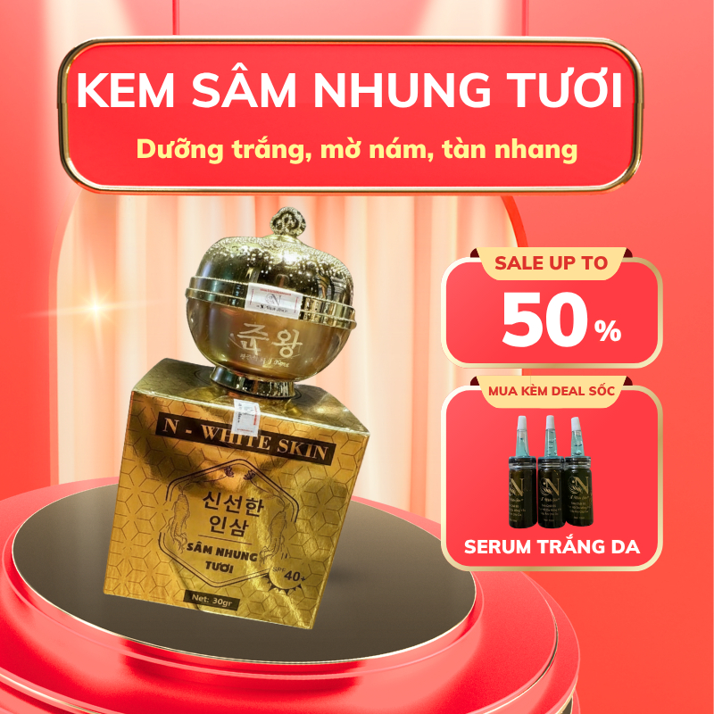 KEM SÂM NHUNG TƯƠI TẶNG 3 CHAI SERUM ,MỜ THÂM , NÁM , TÀN NHANG