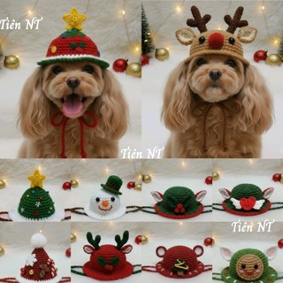 mũ nón len handmade cho có mèo thú cưng mùa noel nhiều mẫu xinh