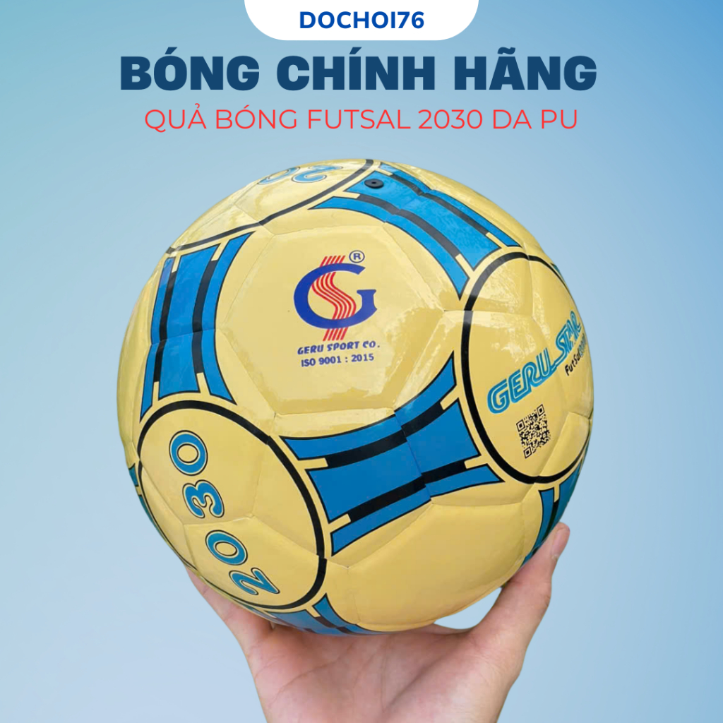 Geru Bóng Đá Dán Futsal 2030 Chính Hãng Vàng Xanh Chuẩn Thi Đấu Học Đường Thể Thao Chất Liệu PU