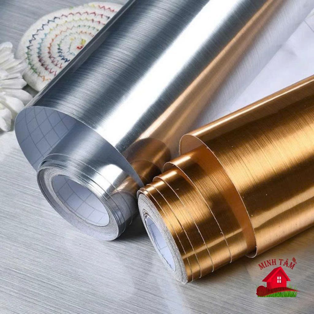 (COMBO 5M) Decal nhôm xước sẵn keo bóc dán màu kim loại inox dán tủ lạnh đơn giản sang trọng