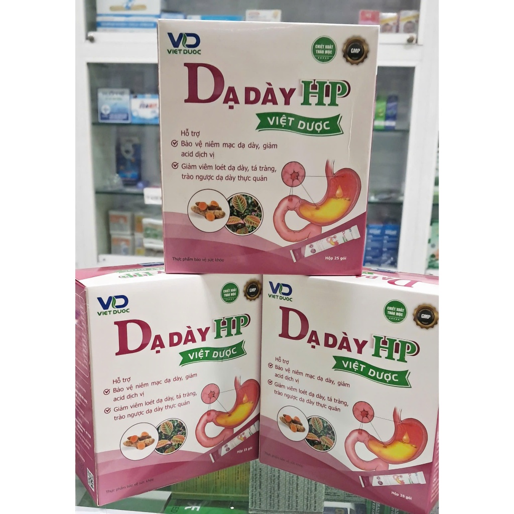 Hộp 25 Gói dạ dày Hp Việt dược,hỗ trợ giảm acid dịch vị,trào ngược dạ dày, viêm loét dạ dày