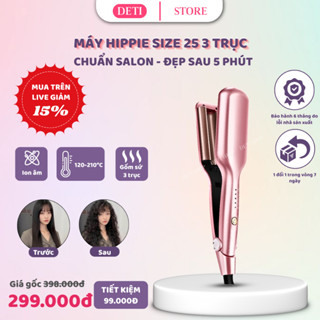  Máy Uốn Tóc Hippie Làm Tóc Xoăn Tự Động Gợn Sóng Nước Uốn Duỗi 2 in 1 Size 25 28 32 3 Trục Hàn Quốc Cao Cấp DETI SHOP 