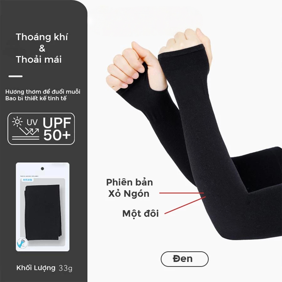 Găng tay chống nắng nam nữ xỏ ngón chống tia UV chất liệu thoáng mát thấm hút mồ hôi