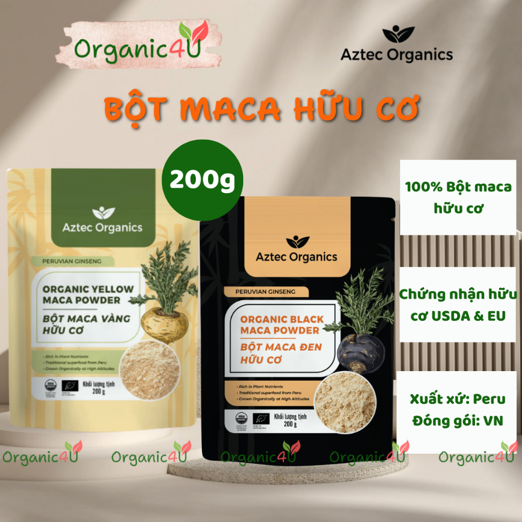 Bột Nhân Sâm Maca Hữu Cơ AZTEC ORGANICS Organic Maca Powder 200g