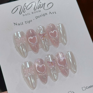  152 Nail box mắt mèo kim cương trái tim tráng gương ánh trắng . Vi vân nail box 