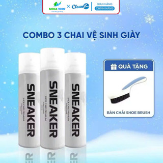 Combo 3 chai Xịt Bọt Vệ Sinh Giày Sneaker 300ml - Làm Sạch, Giặt Khô, Khử Mùi, Dùng Cho Giày Vải, Da