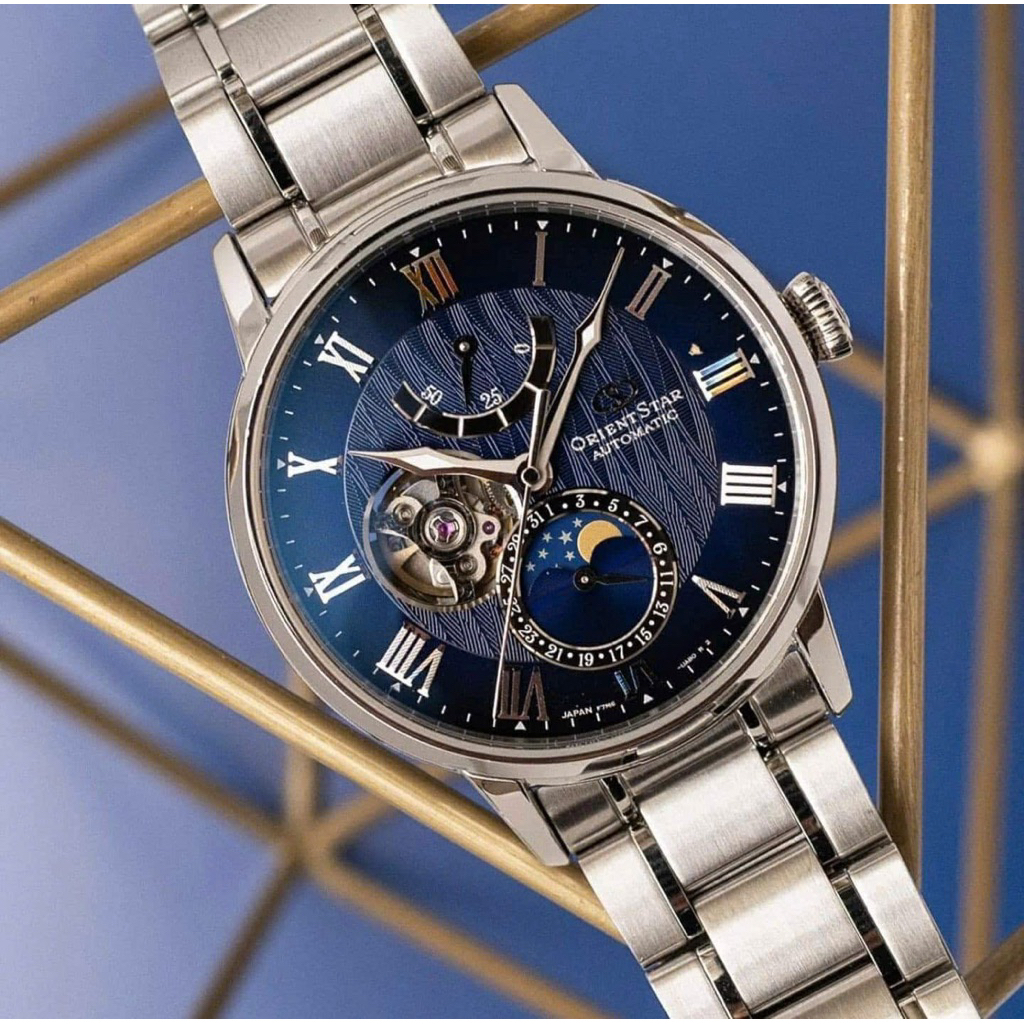 Đồng Hồ Nam Orient Star RE-AY0103L00B Automatic Size 41 Moon Phase Blue Dial