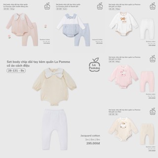  La Pomme 2025 - Body Chip Dài Tay La Pomme Puppy NB 0M 3M 6M 9M 15A- LP.T10B - 15A - LF23A 