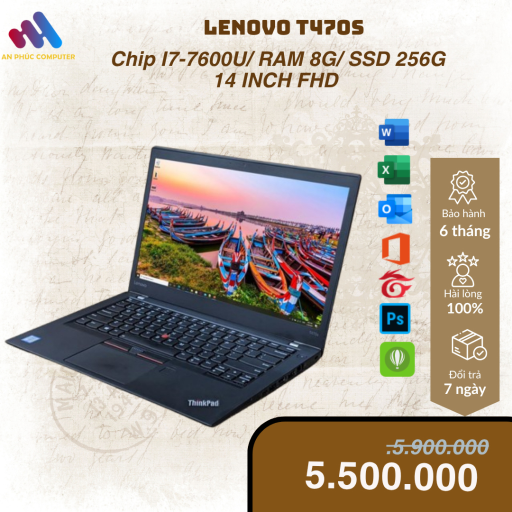 Lenovo Thinkpad T470S/ Intel Core i7-7600U/ Ram 8G/ SSD 256G