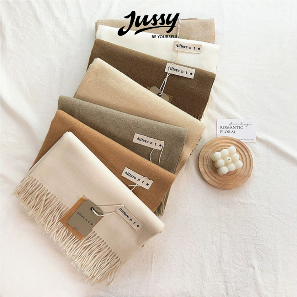 Khăn Choàng Cổ JK67 Jussy Official Nam Nữ Size To 180x68cm Tag Different Khăn Len Cashmere Dày Mịn S