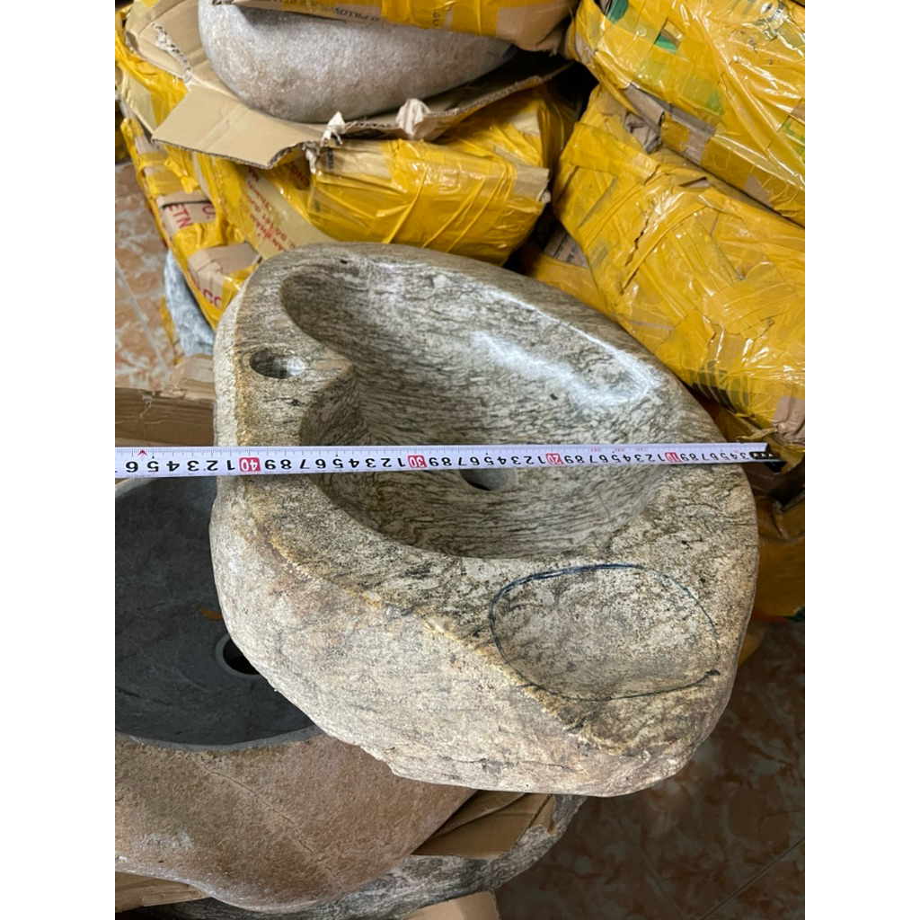 lavabo đá vân mây có lỗ vòi trên chậu ( chỉ lavabo đá)