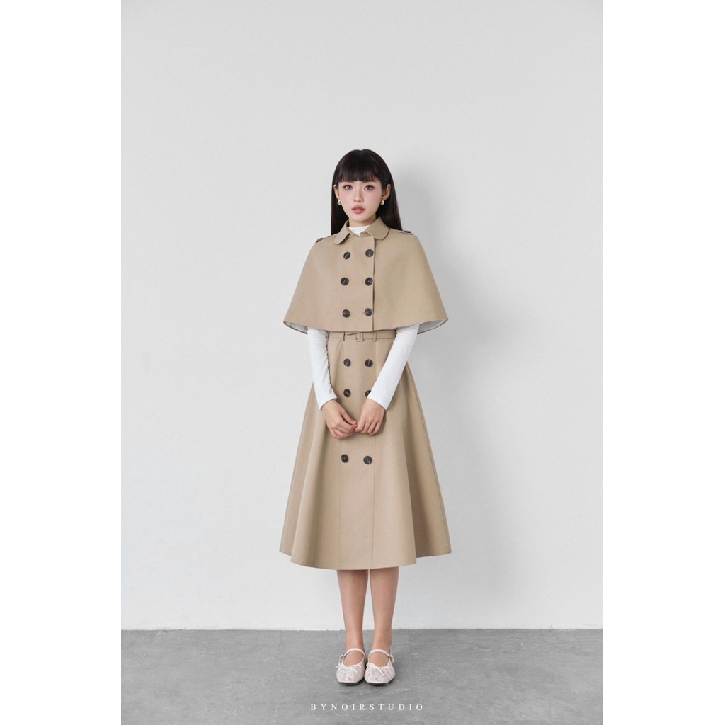Anita Skirt + Vincent Cape - Set áo choàng cape phối chân váy dài 8cúc Bynoir Studio