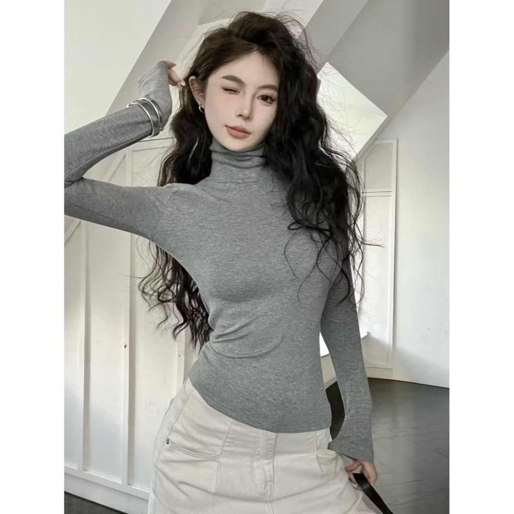 Áo cổ lọ 8p dài tay giữ nhiệt cổ lọ cao 8cm co giãn chất cotton lông thỏ mịn dày dặn Justdun C20 | BigBuy360 - bigbuy360.vn