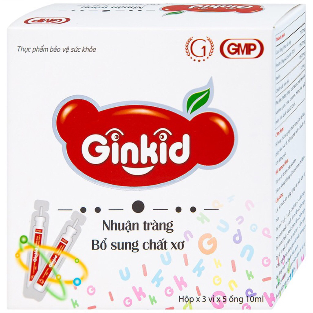 Ginkid GINIC nhuận tràng, bổ sung chất xơ (3 vỉ x 5 ống x 10ml)