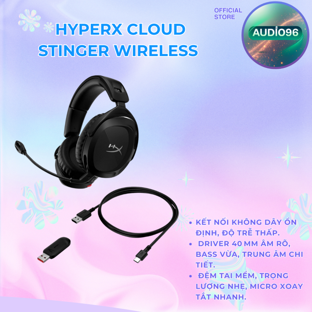 Tai nghe Gaming Hyperx cloud2 Wireless- Stringer Wireless( Usb wireless)