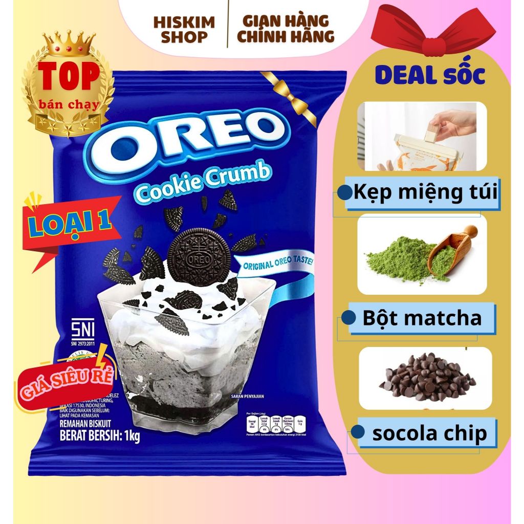  Vụn Bánh Oreo 1kg Nguyên Chất - Trang trí Bánh Pha Chế Đồ Uống  Loại 1  