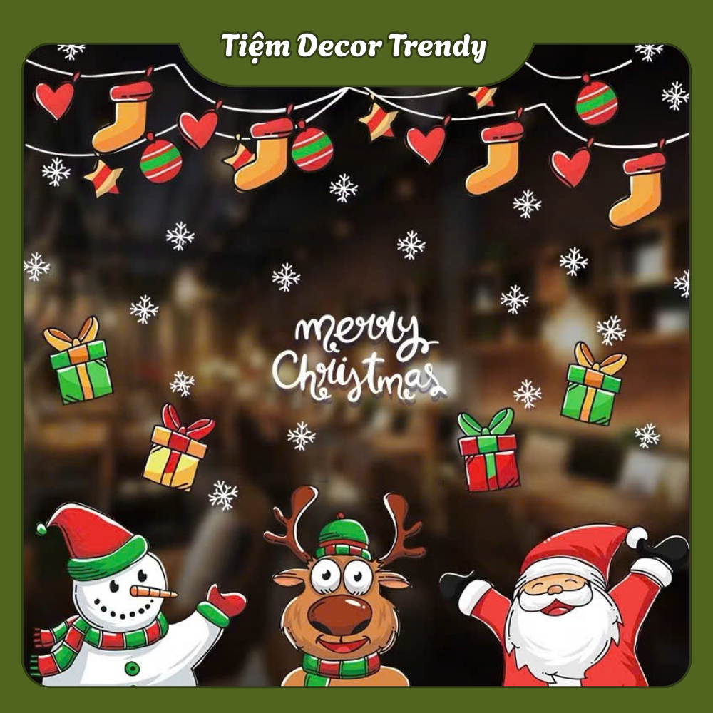 [Trang Trí Noel] Decal Noel dán cửa kính trang trí decor giáng sinh- Decal Dán Kính 2 Mặt Tĩnh Điện 