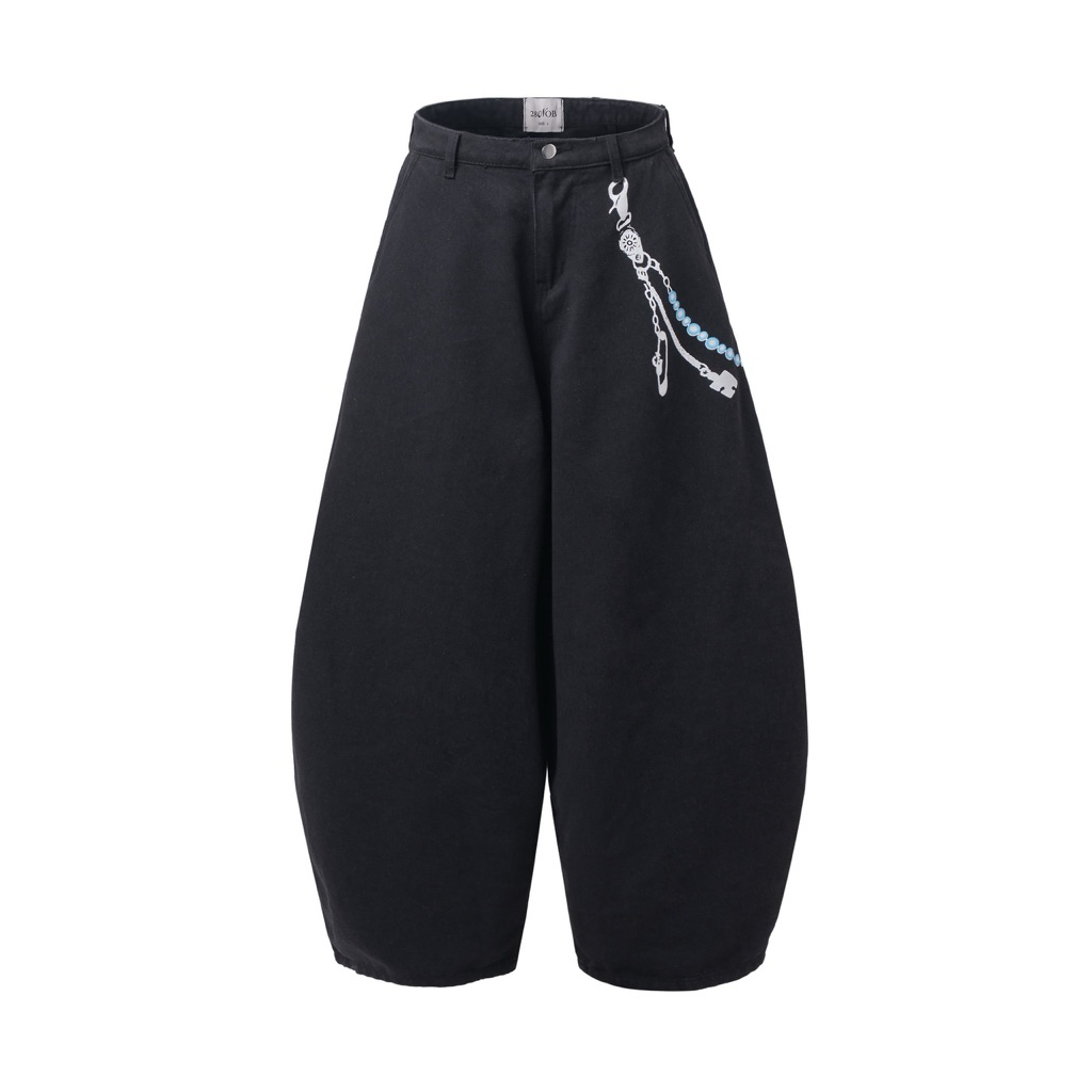 28NOB Quần WIDE-LEG Balloon kaki ống rộng trái bí Streetstyle Zip