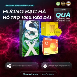   Quà tặng 1 chiếc bcs random  Bao cao su kéo dài thời gian quan hệ Sagami Spearmint - hương bạc hà - 10 bcs 