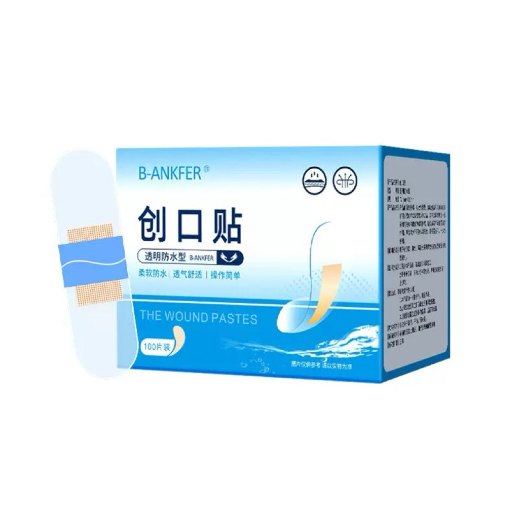 Băng y tế urgo trong suốt màng PU chống thấm nước hộp 100 miếng dùng khi tắm nước, bơi lội 72x22mm