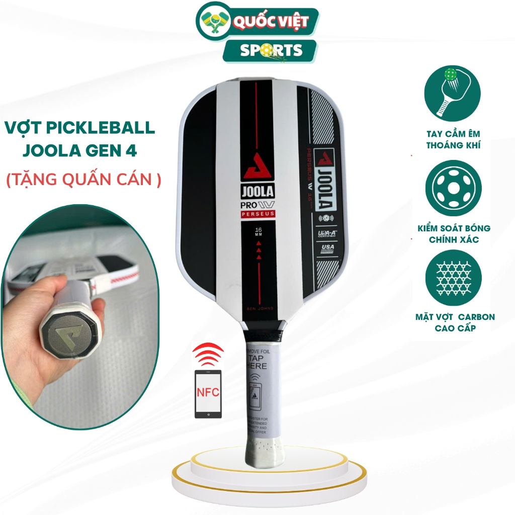 Vợt Pickleball Joola Pro Perseus IV (16mm) bản quét NFC, logo nhôm đáy cán