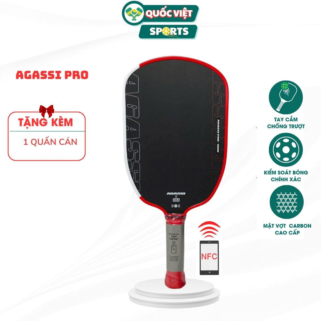 Vợt Pickleball siêu cấp JOOLA Agassi Pro 16mm - Kiểm soát,tạo xoáy tốt,logo nhôm cao cấp